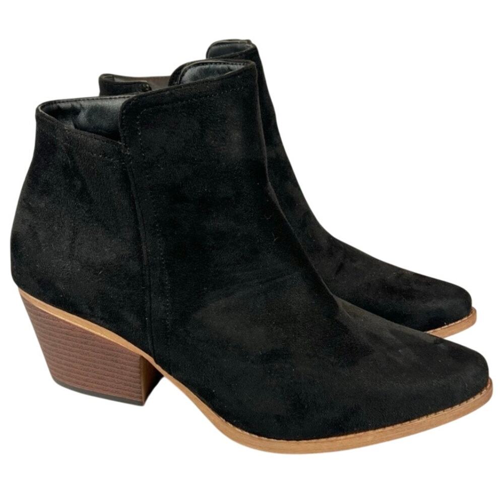 Cloudwalkers Black Suede Heel Ankle Boots Womens 9.5W